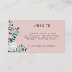 Elegant eucalyptus & white flowers QR Code website Enclosure Card