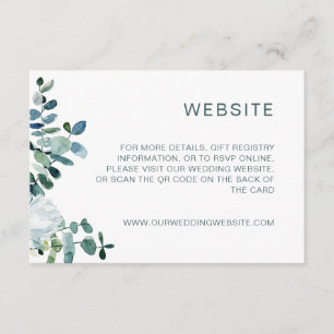 Elegant eucalyptus & white flowers QR Code website Enclosure Card