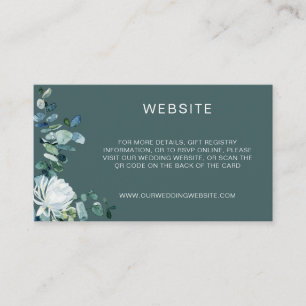 Elegant eucalyptus & white flowers QR Code website Enclosure Card