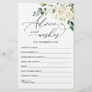 Elegant Eucalyptus White Rose Wishes & Advice Card