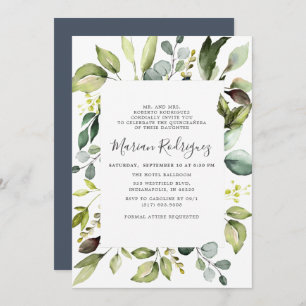 Elegant Eucalyptus with Greenery Quiceañera Invitation