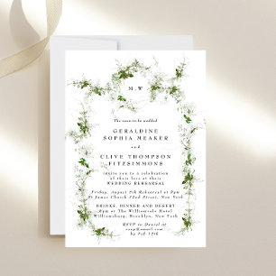 Elegant Eucalyptus Wreath Wedding Rehearsal Dinner Invitation