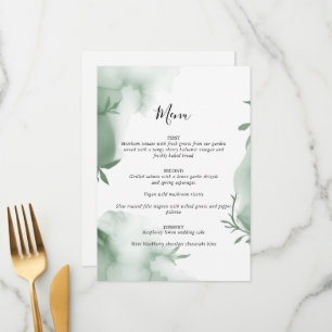 Elegant Eucalytus Greenery Watercolor Wedding Menu