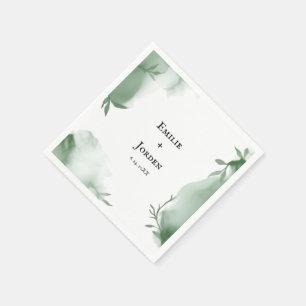 Elegant Eucalytus Greenery Watercolor Wedding Napkin