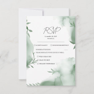 Elegant Eucalytus Greenery Watercolor Wedding RSVP Card
