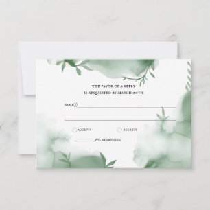 Elegant Eucalytus Greenery Watercolor Wedding RSVP Card