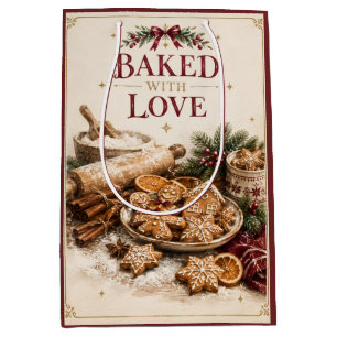 Elegant European Christmas , Gingerbread Bakery Medium Gift Bag