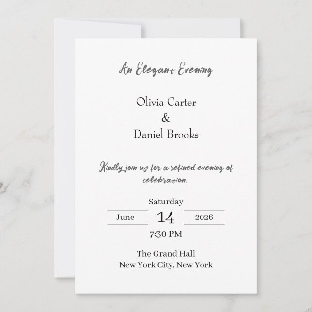 Elegant Evening Classic Wedding Invitation (Front)
