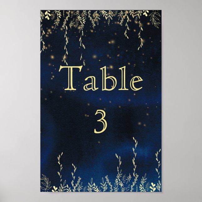 Elegant Evening Table Number Poster (Front)