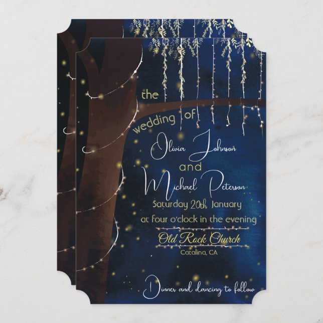 Elegant Evening Wedding Invitations (Front/Back)
