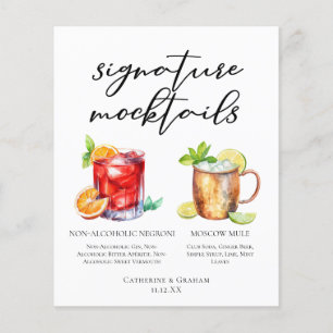 Elegant Evening Wedding Mocktails Menu