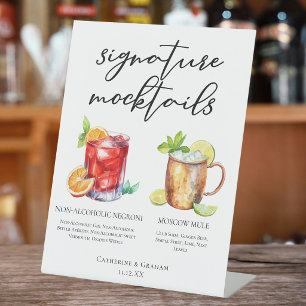 Elegant Evening Wedding Mocktails Menu Pedestal Sign