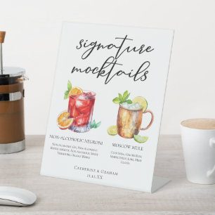 Elegant Evening Wedding Mocktails Menu Pedestal Sign