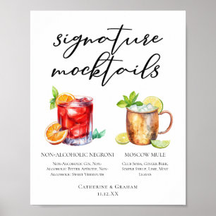 Elegant Evening Wedding Mocktails Menu Poster