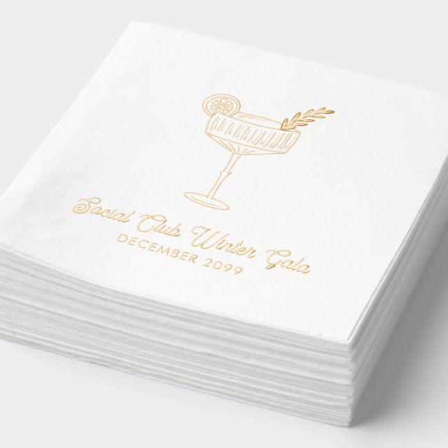 Elegant Event Gold Foil Cocktail Napkins (Detail)