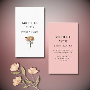 Elegant Event Planner Botanical Blush Roses  Business Card