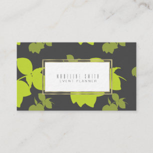 Elegant Event Planner Floral Florist Lemon Grey Business Card