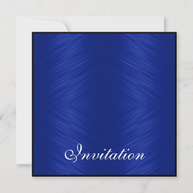 Elegant Events Cobalt Blue Pattern Black Invitation (Front)