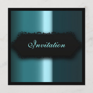 Elegant Events Teal Blue Green Black Invitation