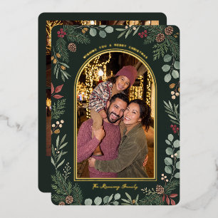 Elegant Evergreen Botanical Frame Family Photos