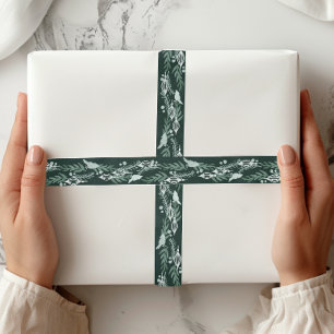 Elegant Evergreen Garland Cardinal Holiday Satin Ribbon