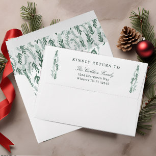 Elegant Evergreen Garland Return Address Christmas Envelope