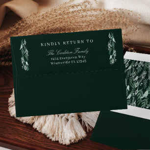 Elegant Evergreen Garland Winter Wedding Envelope