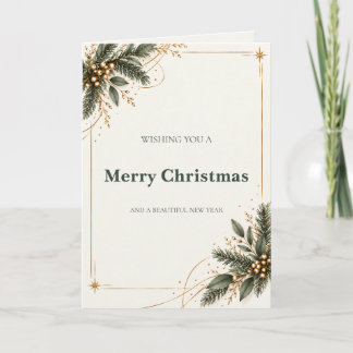 Elegant Evergreen Gold Christmas Card