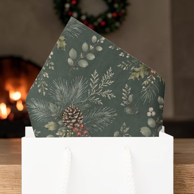 Elegant Evergreen Pinecone Botanical Christmas Tissue Paper (Elegant Evergreen Pinecone Botanical Christmas Tissue Paper)