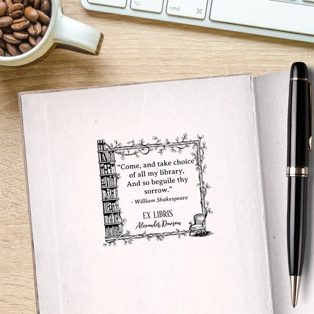 Elegant Ex Libris Shakespeare Quote Library Rubber Stamp (Creator Uploaded)