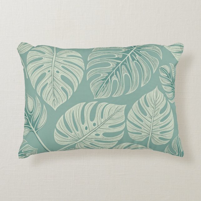 Elegant Exotic Painted Monsteras Decorative Cushion (Front)