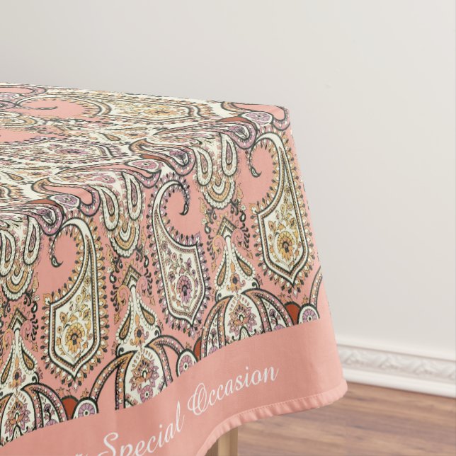 Elegant Exotic Pink Motif Design Personalised  Tablecloth (In Situ)
