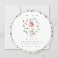 Elegant Expectant Women Foliage Baby Shower Invite