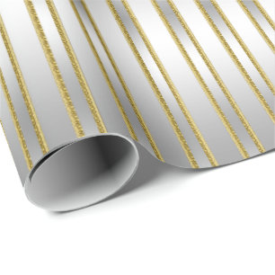 Elegant Exquisite Silver on Silver Stripes Wrapping Paper