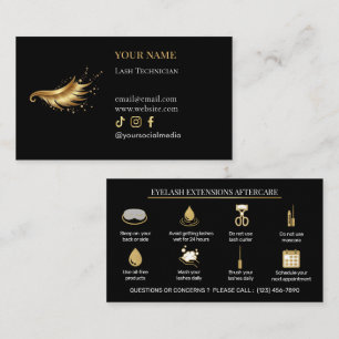 Elegant Eyelash Extensions Lash Aftercare Business Card
