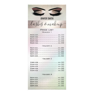 Elegant eyelashes & eyebrows holographic rack card
