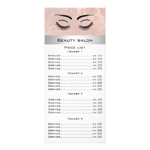 Elegant eyelashes & eyebrows rose gold marble rack card
