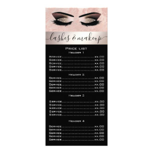 Elegant eyelashes & eyebrows rose gold marble rack card