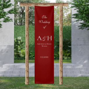 Elegant Fabric Wedding Welcome Banner - Ruby Red