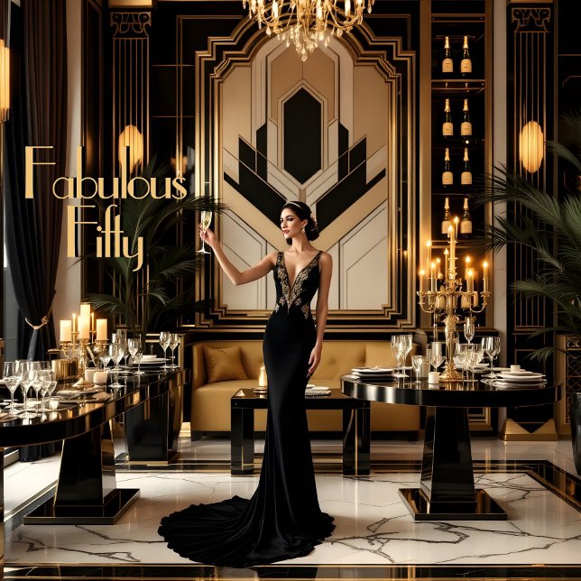 Elegant Fabulous 50th 1920’s Art deco Woman Invitation (Creator Uploaded)