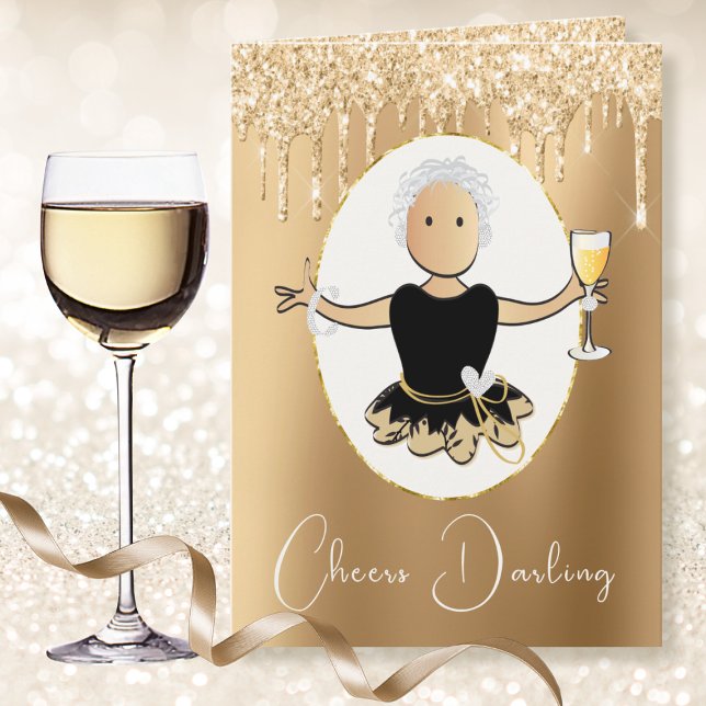 Elegant Fabulous Black Gold Mature Lady Birthday   Card (Creator Uploaded)