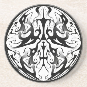 Elegant Face in Fire and Flames Tribal Design Coaster