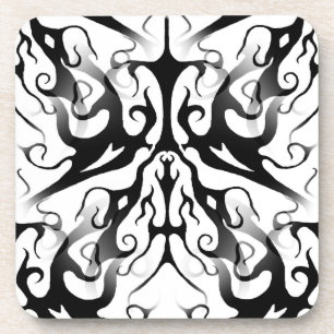 Elegant Face in Fire and Flames Tribal Design Coaster