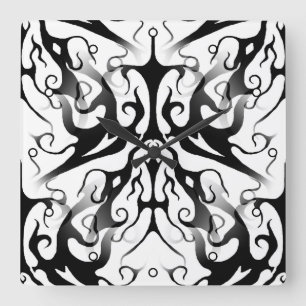 Elegant Face in Fire and Flames Tribal Design Square Wall Clock