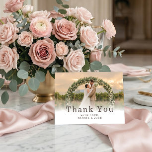 Elegant Faded Edge Photo Modern Classic Wedding Thank You Card