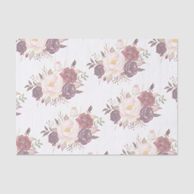 Elegant Faded Floral Wedding Invitation Tissue Paper (Front)