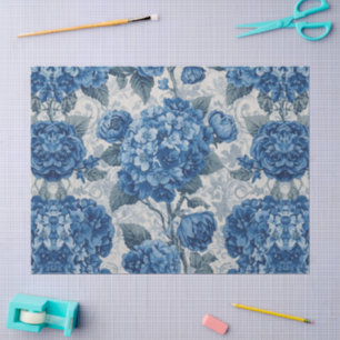 Elegant Faded Hydrangea Floral Pattern Decoupage Tissue Paper