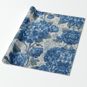 Elegant Faded Hydrangea Floral Pattern Decoupage Wrapping Paper