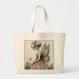 Elegant Fairy Flower Girl Whimsical Wedding Gift Large Tote Bag