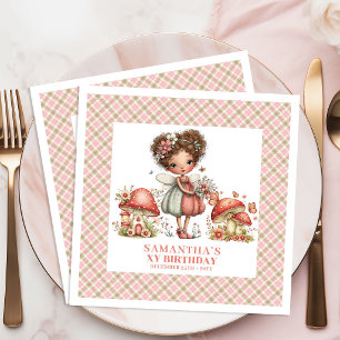 Elegant Fairy Garden Pink Floral Party Birthday Napkin